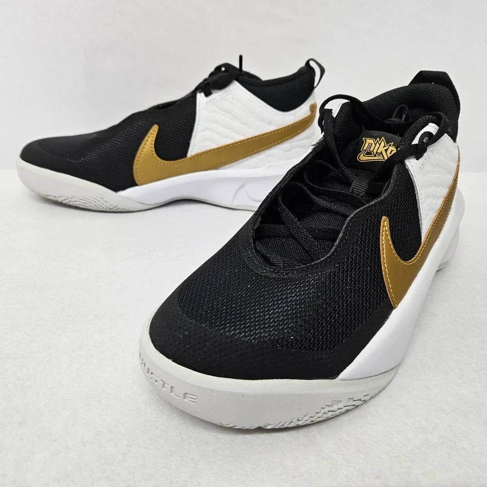 Nike‎ Youth Team Hustle D 10 Basketball Shoes CW6735-002 Black Gold White Sz 5Y